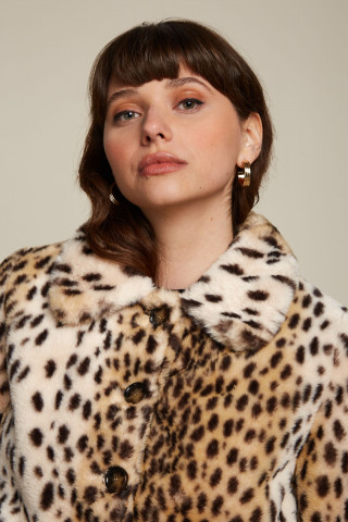 Anais Coat Cheetah Fur